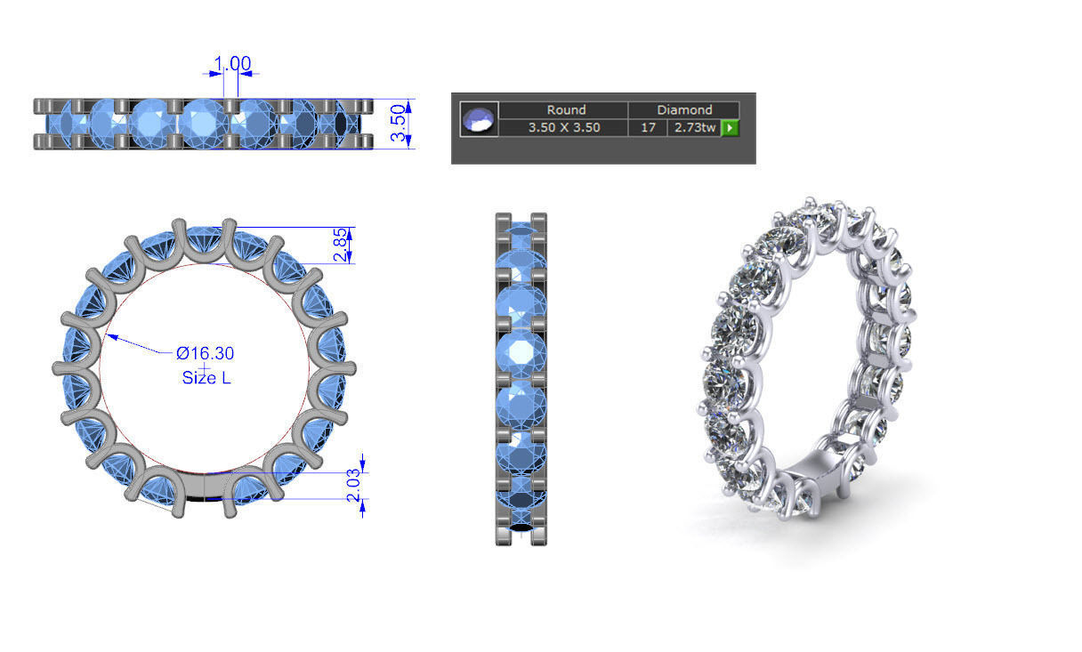 Wedding ring  3D print model_1