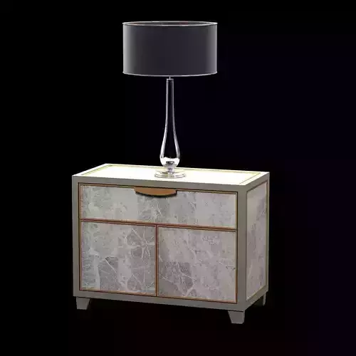 Bedside table and lamp