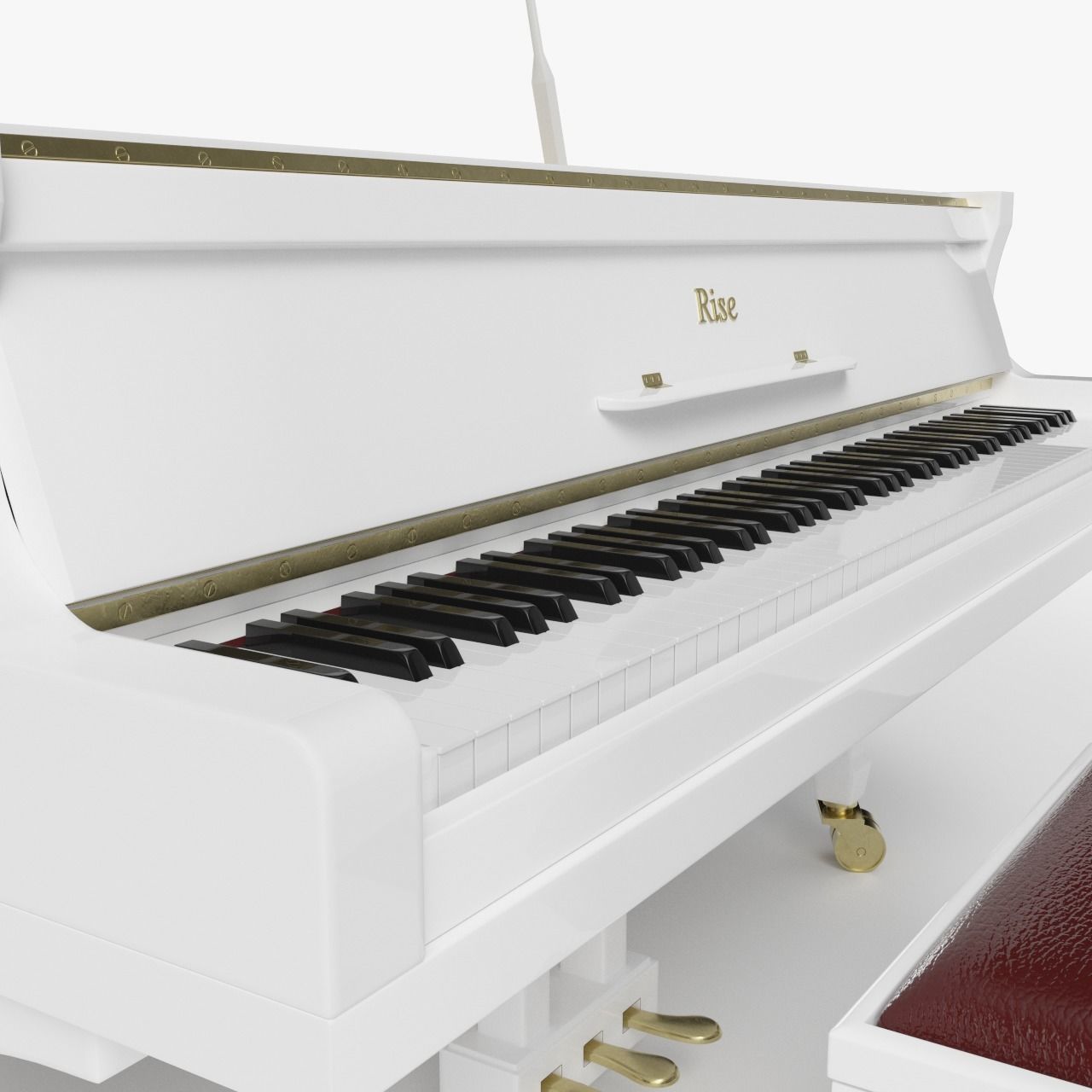 Grand Piano White 3D model_5