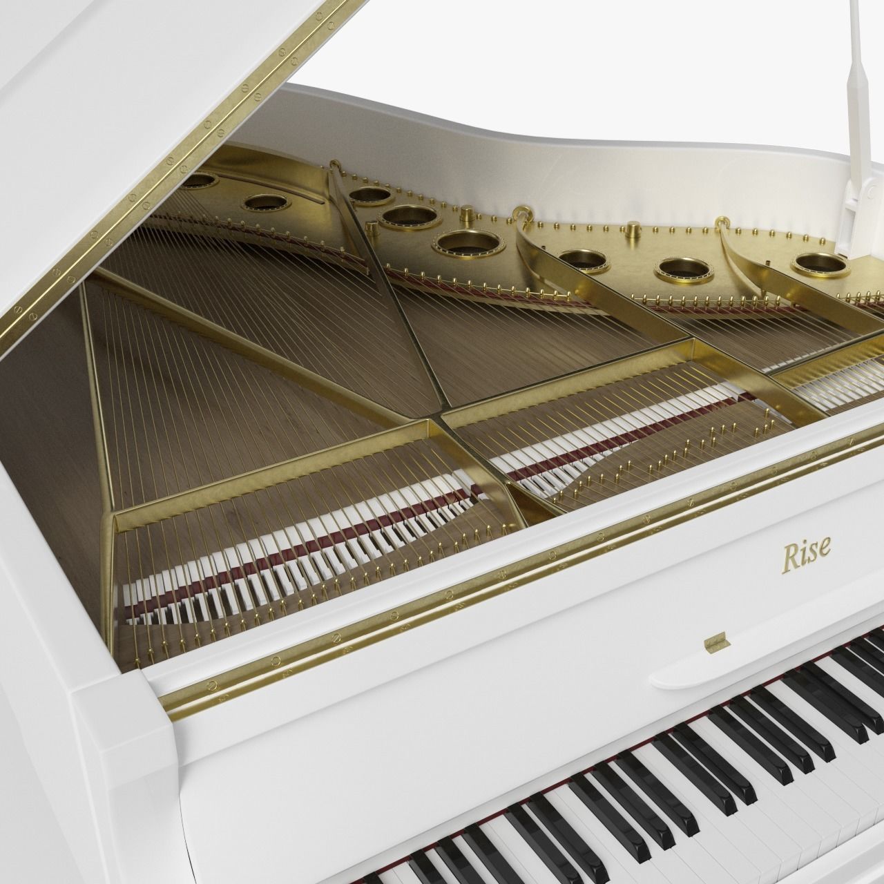 Grand Piano White 3D model_6