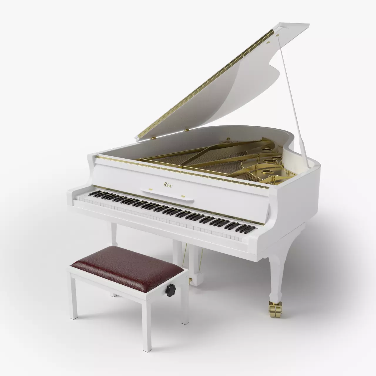 Grand Piano White 3D model_0