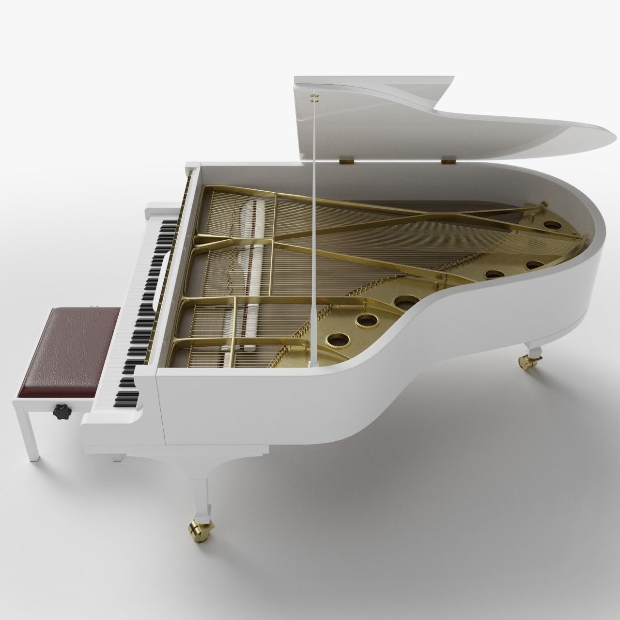 Grand Piano White 3D model_1