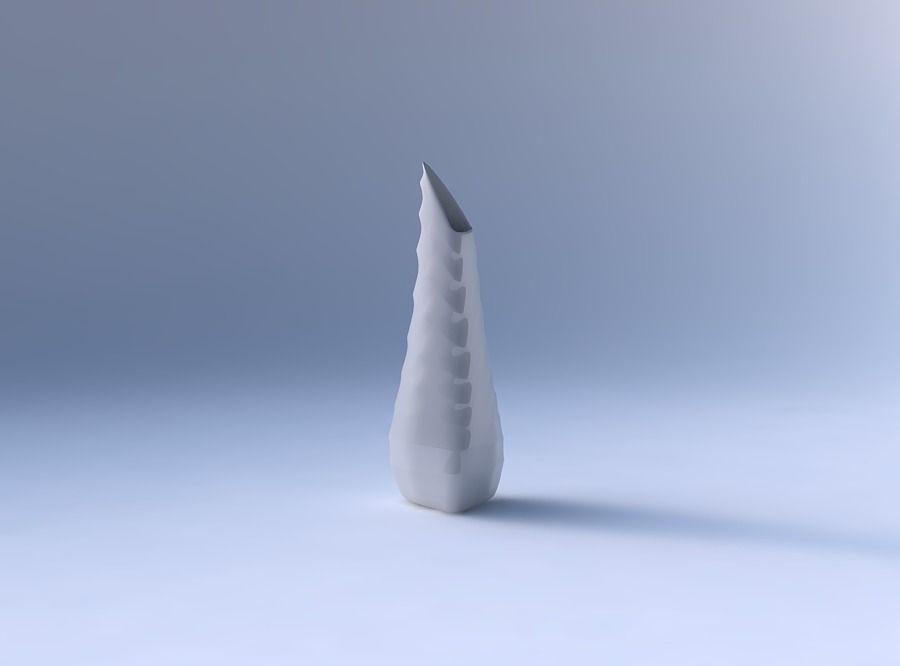 Vase puffy tipped triangle with curved horizontal sections 3D print model_4