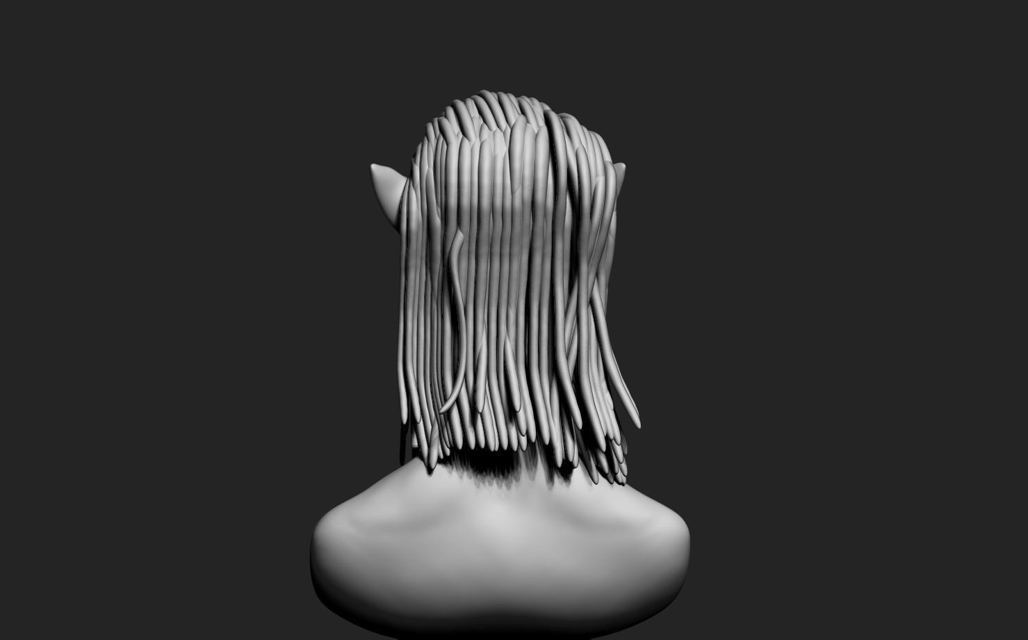 Avatar elf head with long hair 3D model_2