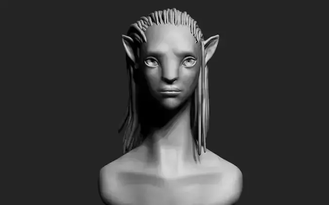 Avatar elf head with long hair