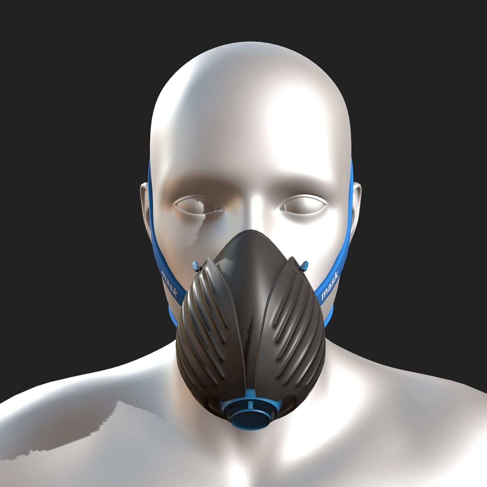 Gas mask protection isolated plastic scifi fantasy  Low-poly 3D model_1