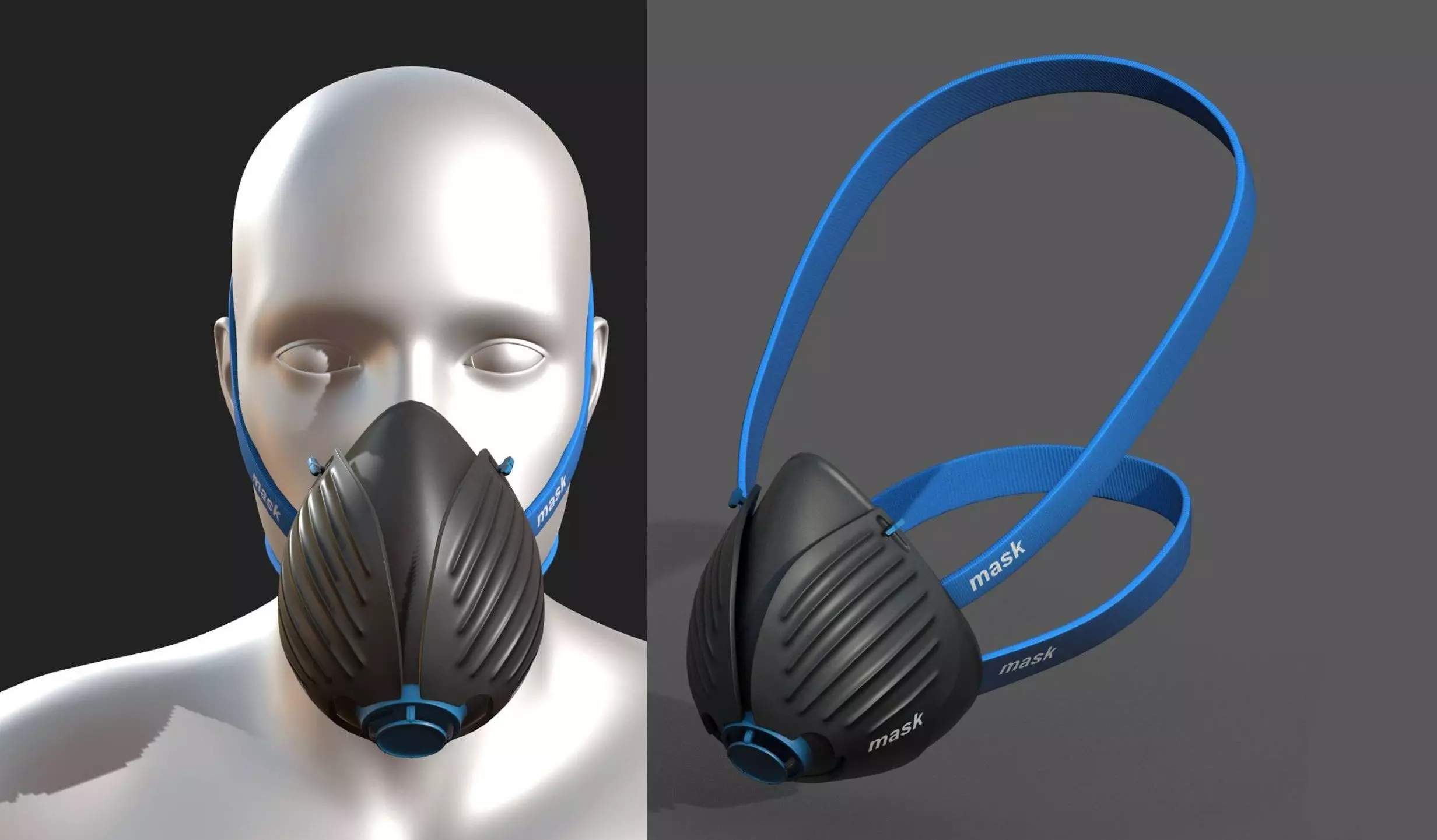 Gas mask protection isolated plastic scifi fantasy  Low-poly 3D model_0