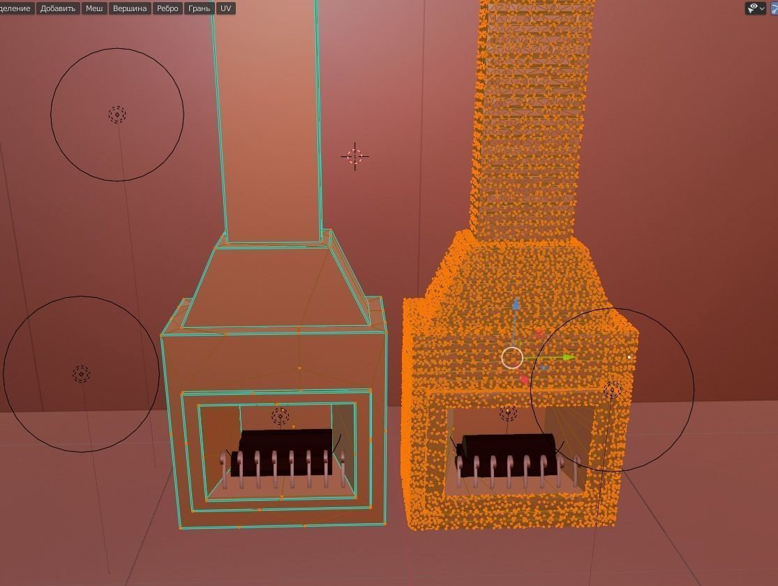 Set Brick fireplace 3D model Low-poly 3D model_3