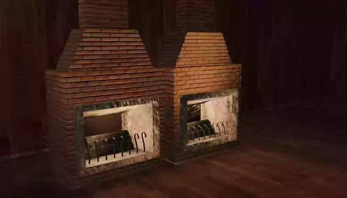 Set Brick fireplace 3D model