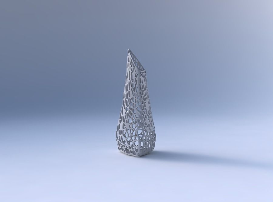 Vase puffy tipped triangle with dense organic lattice 3D print model_4