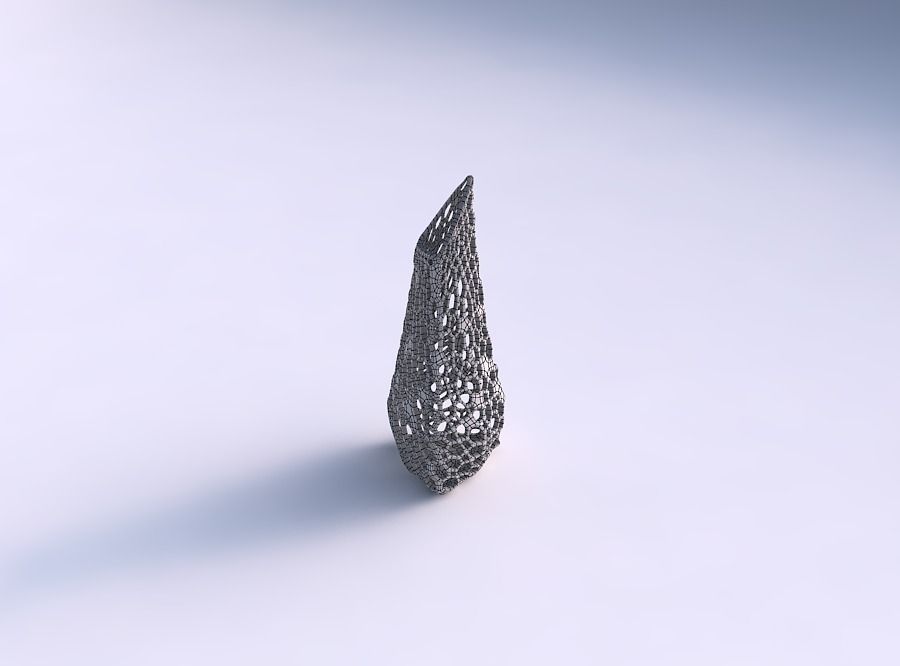 Vase puffy tipped triangle with dense organic lattice 3D print model_5