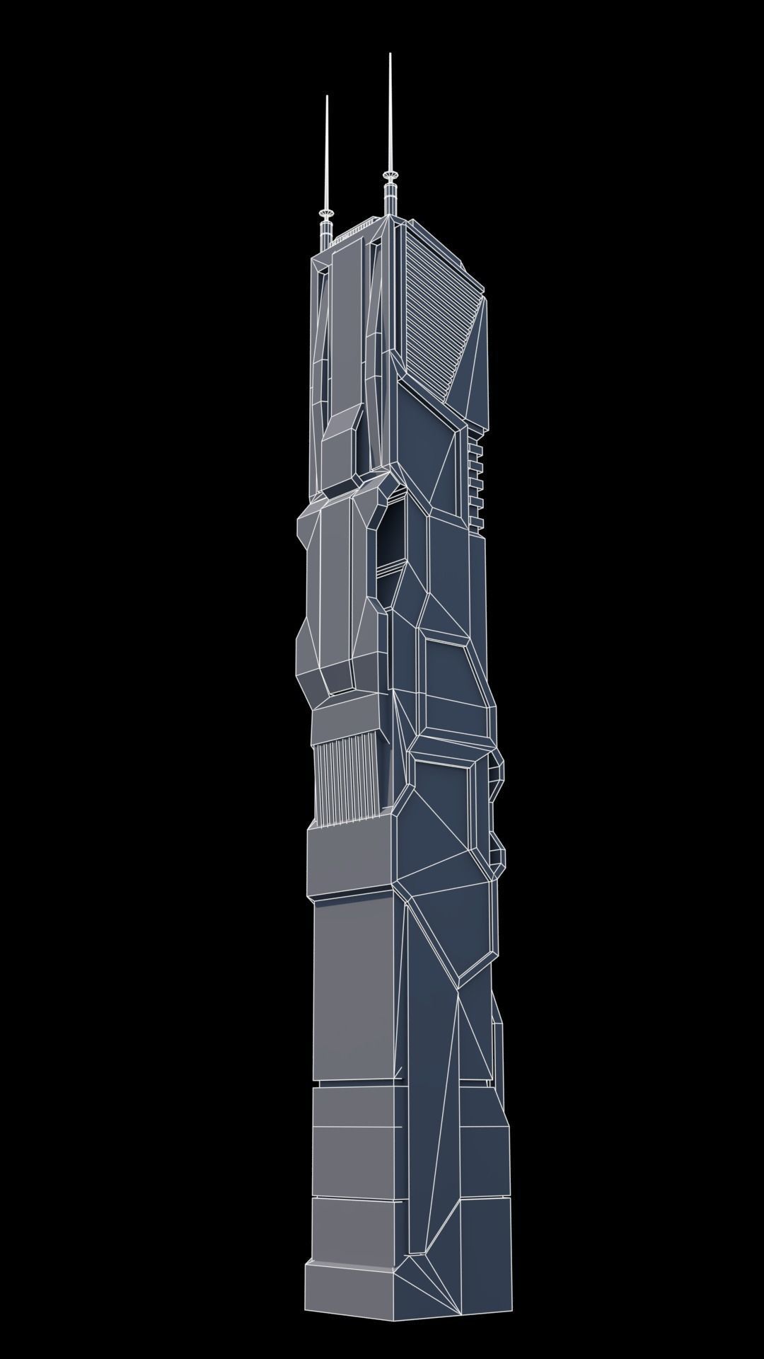 30 LOW POLY Sci-Fi Skyscrapers Pack Low-poly 3D model_12