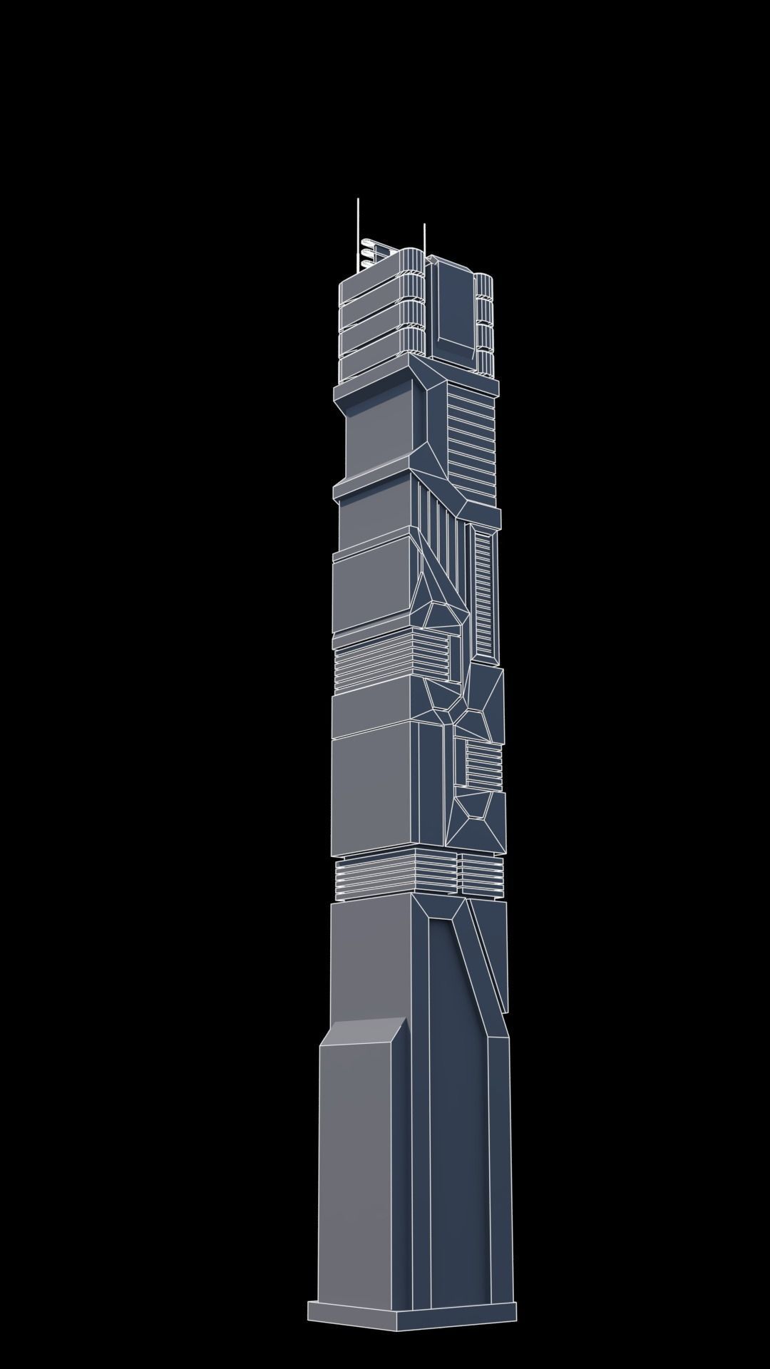 30 LOW POLY Sci-Fi Skyscrapers Pack Low-poly 3D model_25