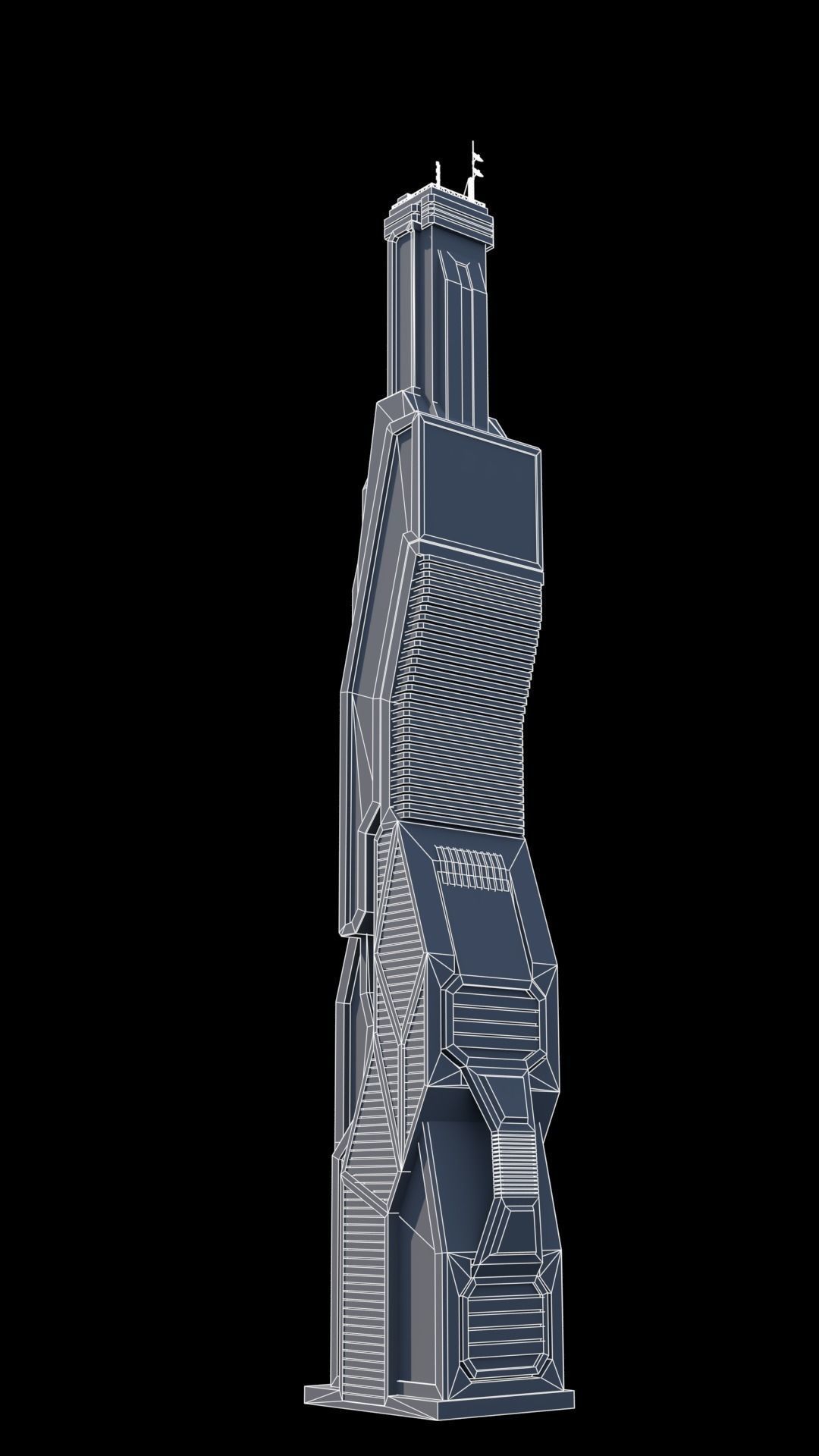 30 LOW POLY Sci-Fi Skyscrapers Pack Low-poly 3D model_20