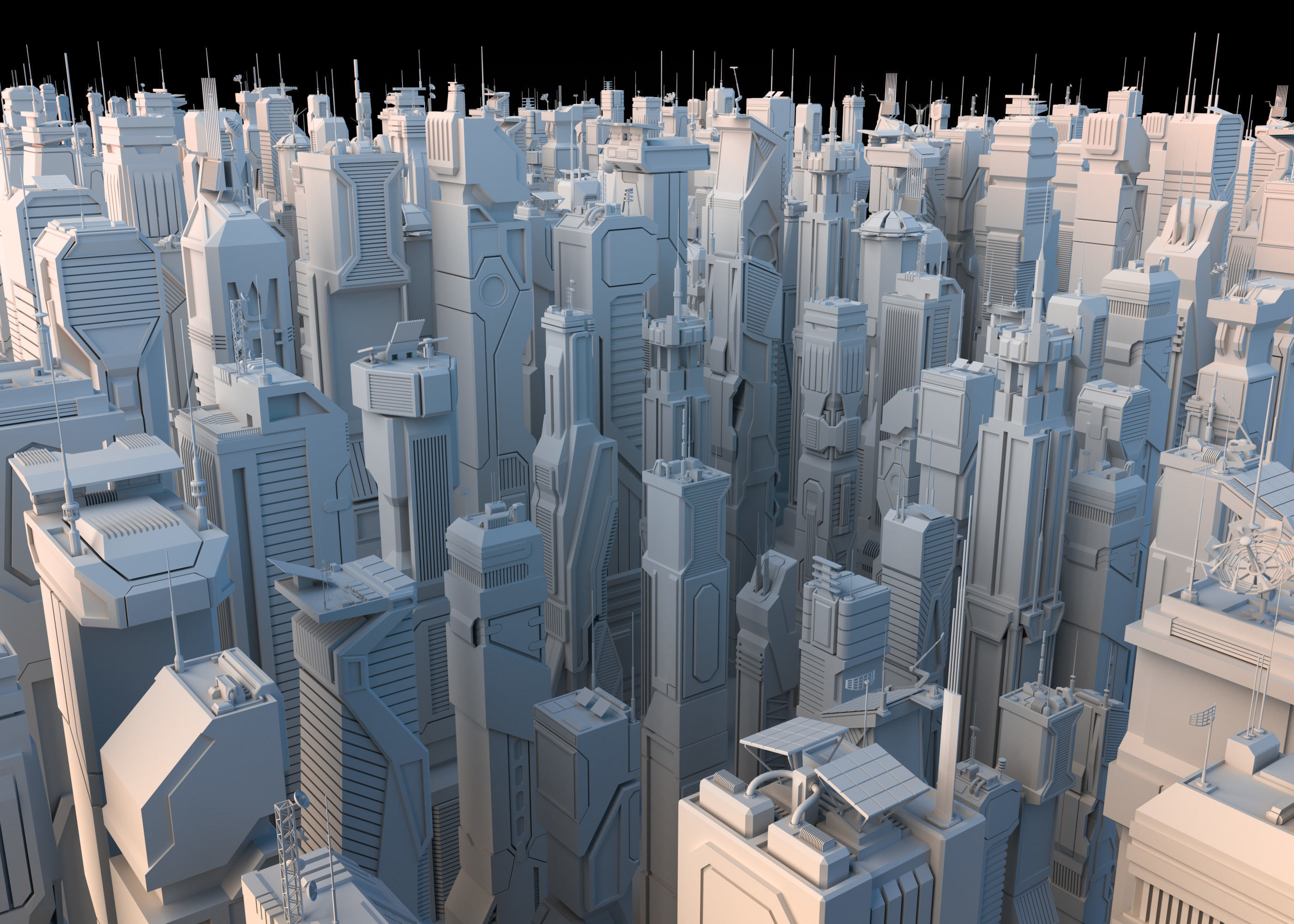 30 LOW POLY Sci-Fi Skyscrapers Pack Low-poly 3D model_0