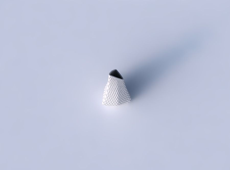 Vase puffy tipped triangle with diagonal grid dents 3D print model_2