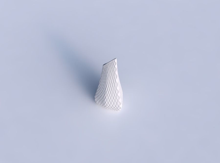 Vase puffy tipped triangle with diagonal grid dents 3D print model_1