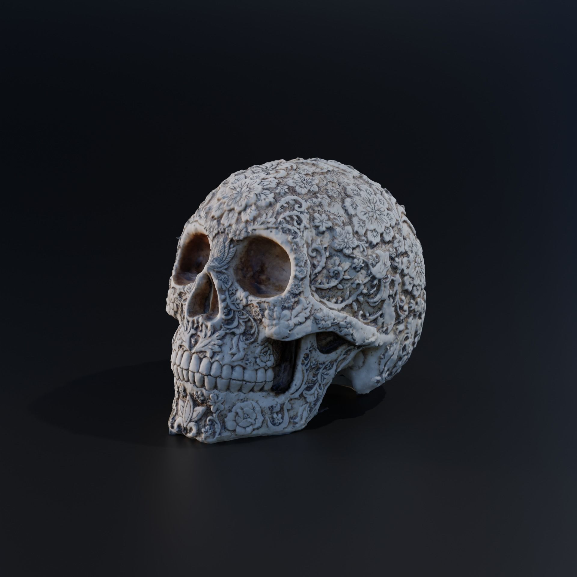 Decorated Skull Dia De Los Muertos 3D model_1