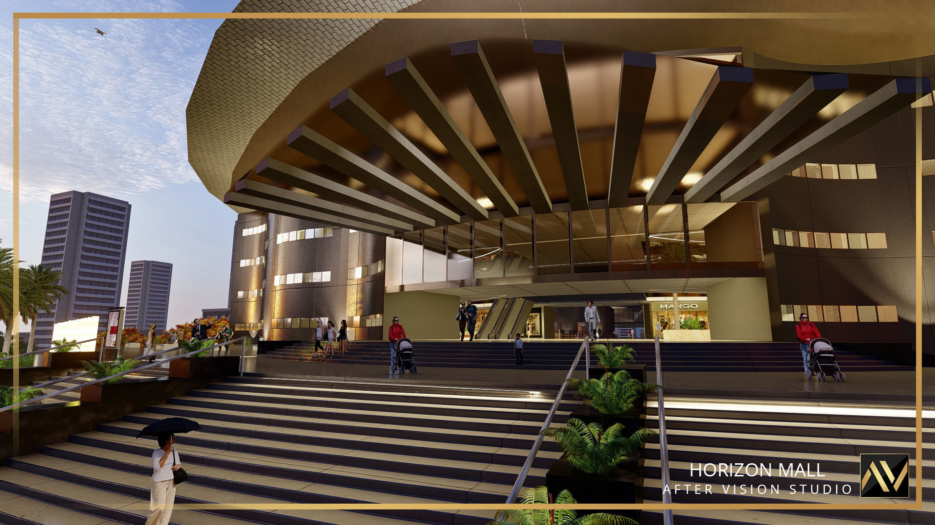 Shopping mall Low Poly Low-poly 3D model_2