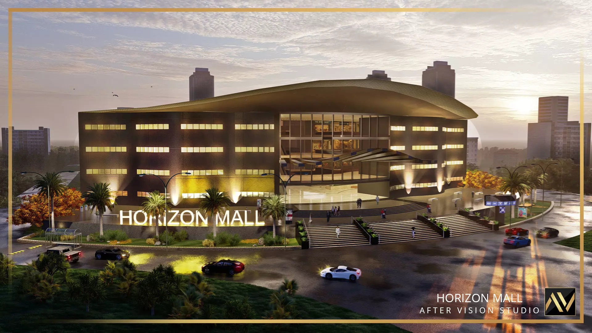 Shopping mall Low Poly Low-poly 3D model_0