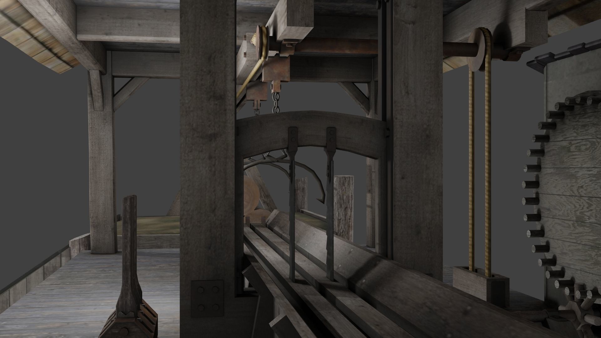 medieval sawmill 3D model_6