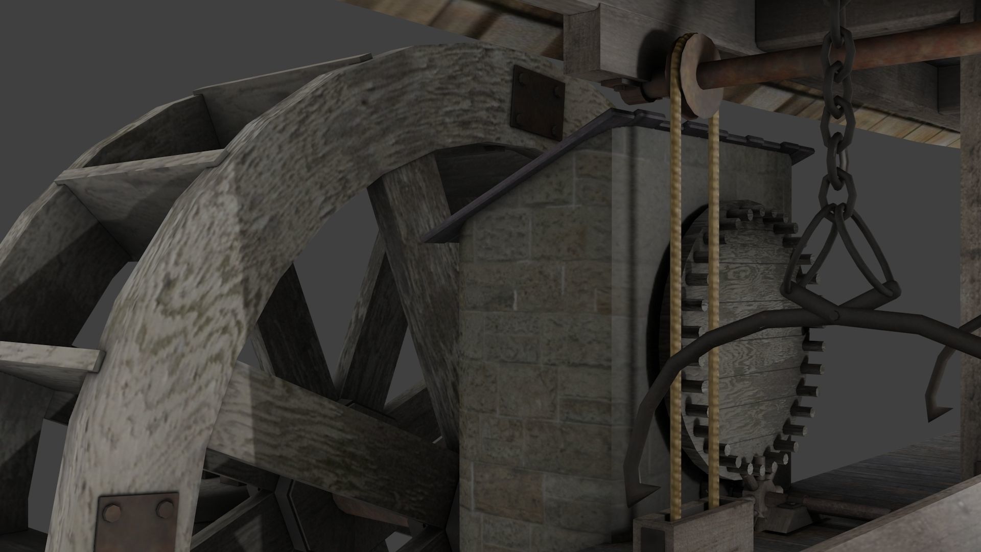 medieval sawmill 3D model_5