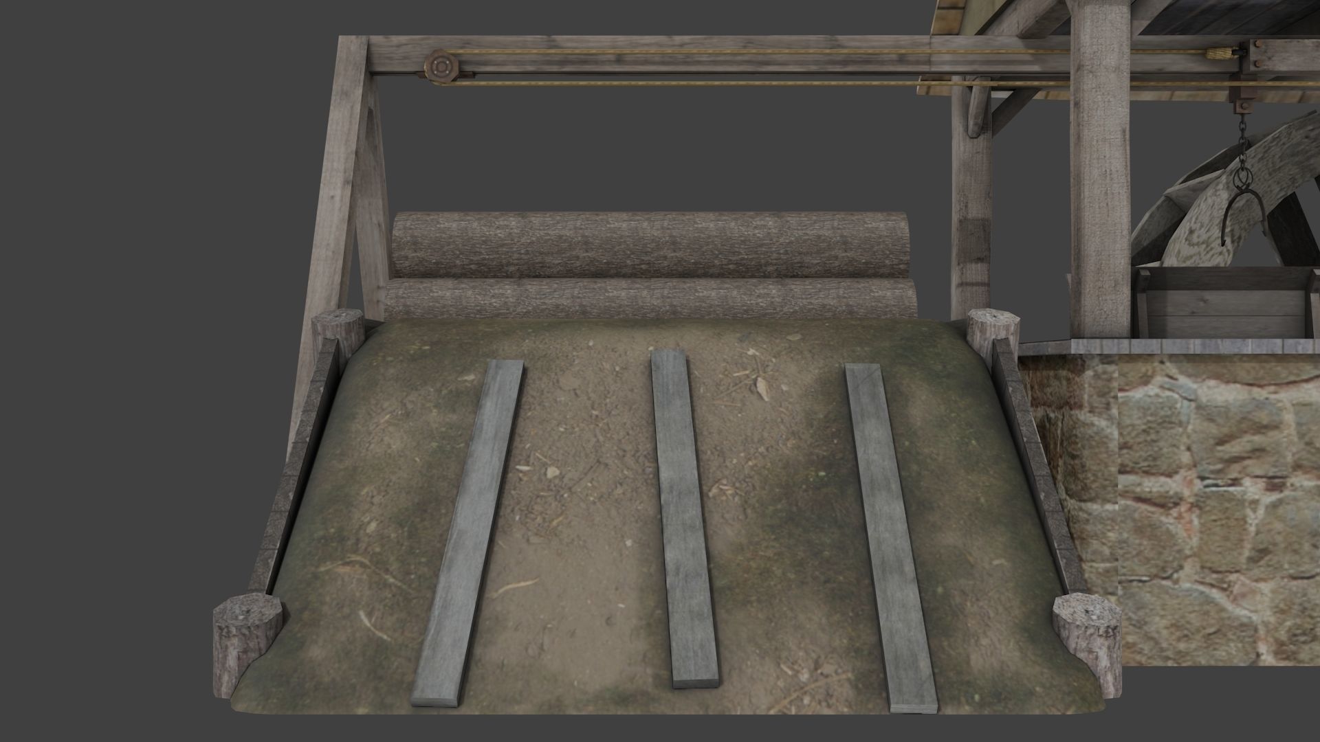 medieval sawmill 3D model_4