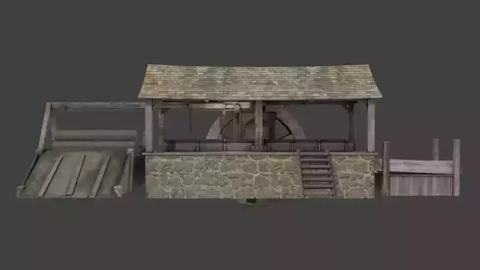 medieval sawmill 3D model