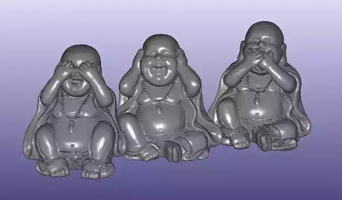 Buddha See No Evil Hear No Evil Speak No Evil Statue 3D Scan Free 3D print model