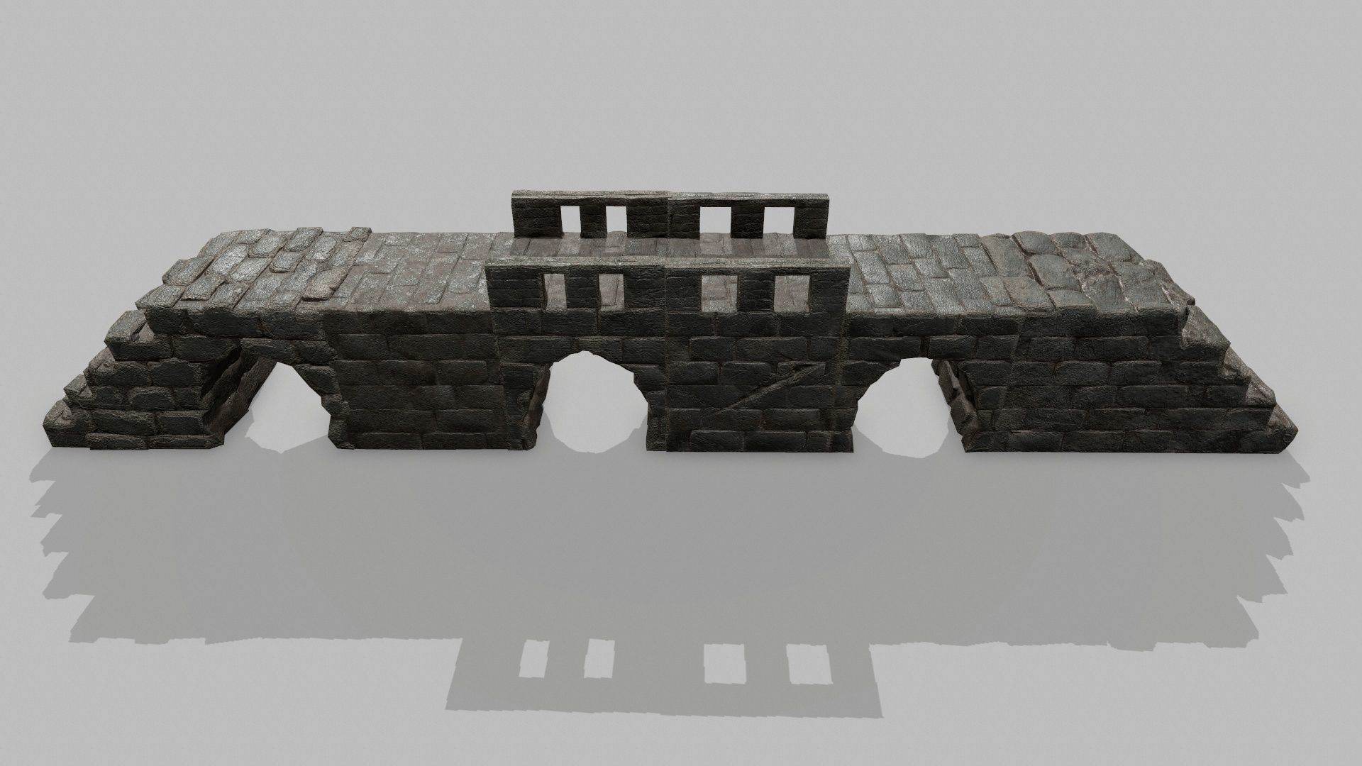 Stair Set block of stone Low-poly 3D model_2