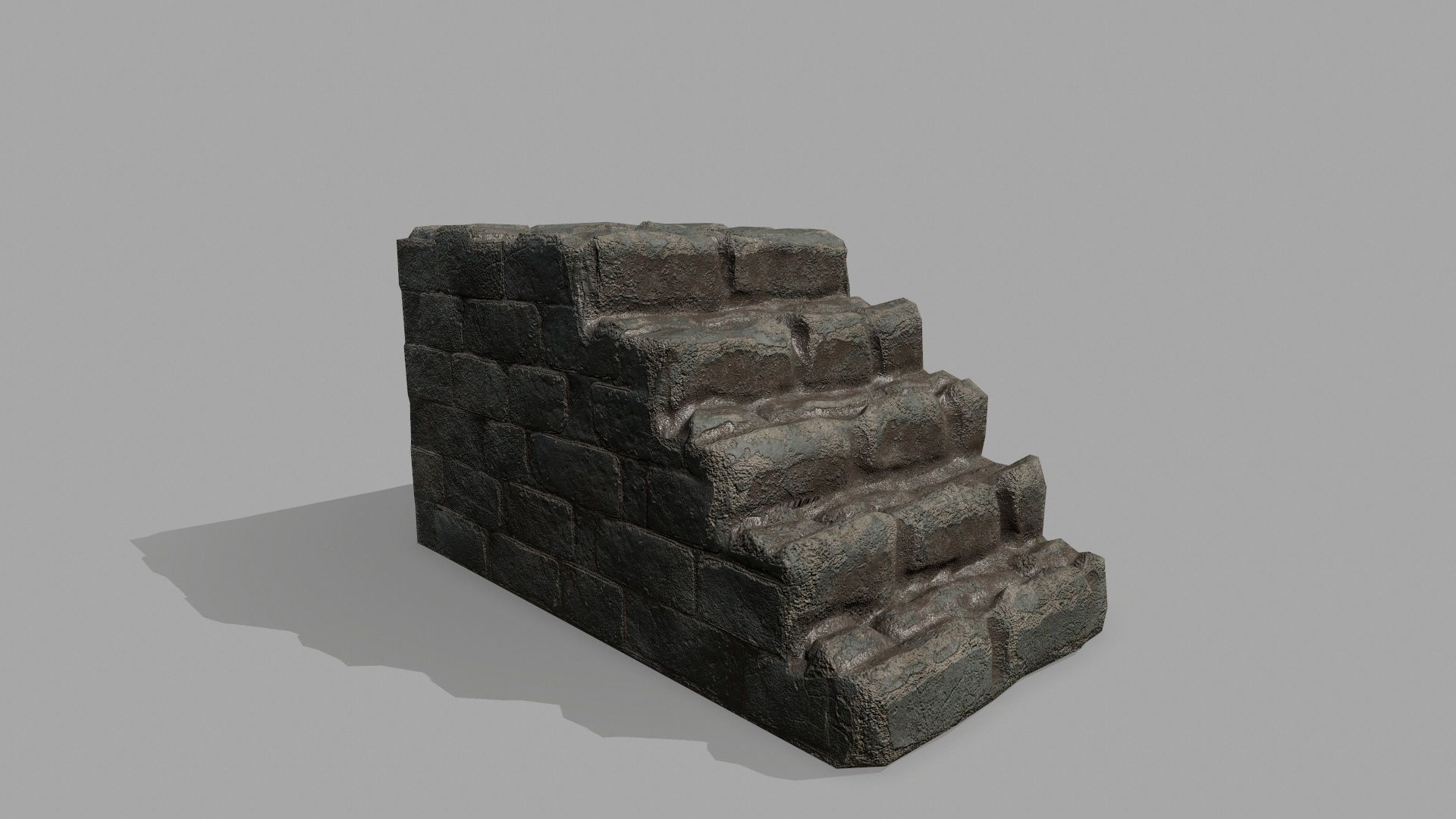 Stair Set block of stone Low-poly 3D model_6
