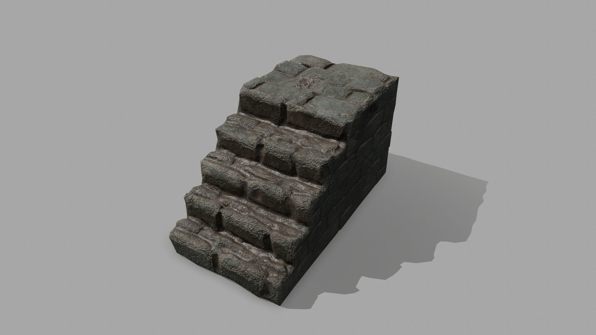 Stair Set block of stone Low-poly 3D model_8