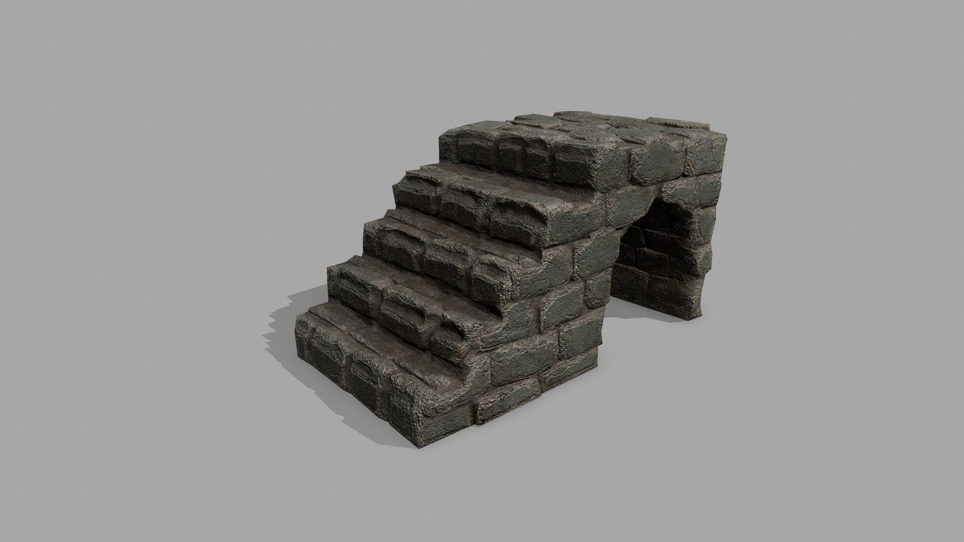 Stair Set block of stone Low-poly 3D model_9