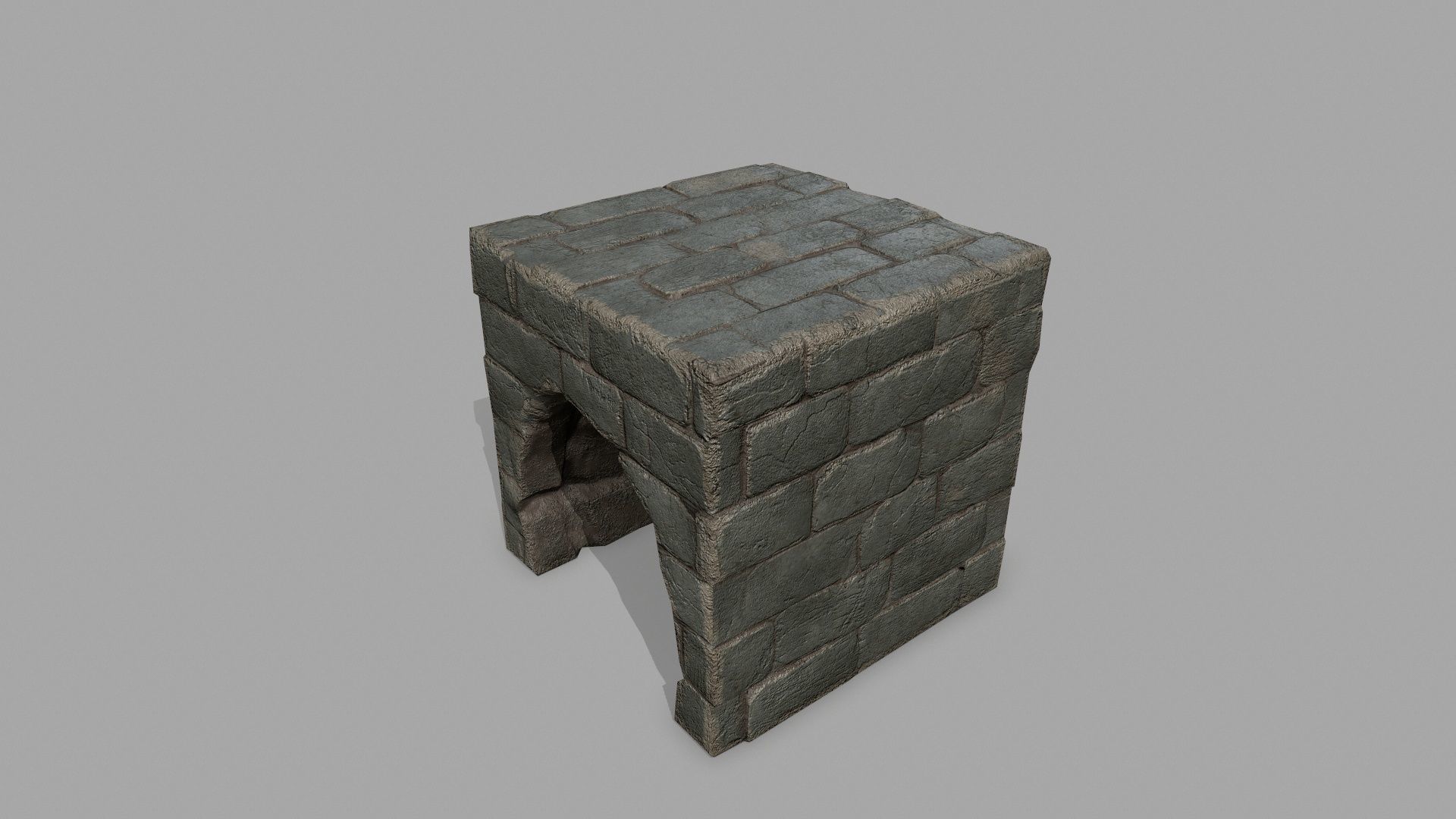 Stair Set block of stone Low-poly 3D model_13