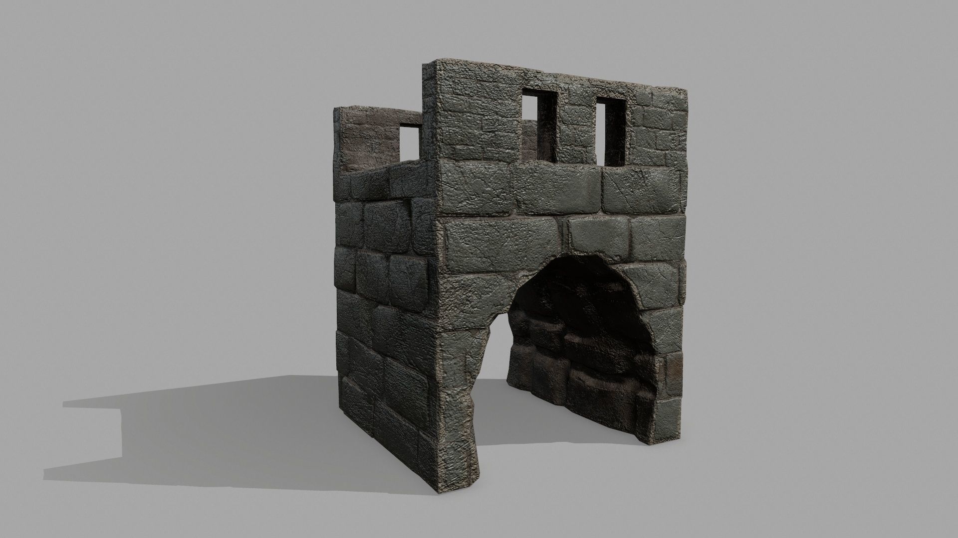 Stair Set block of stone Low-poly 3D model_15