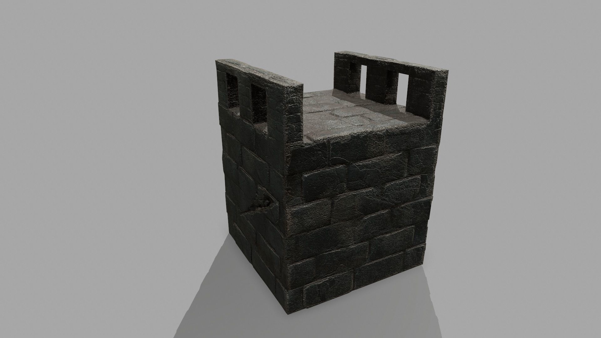Stair Set block of stone Low-poly 3D model_19