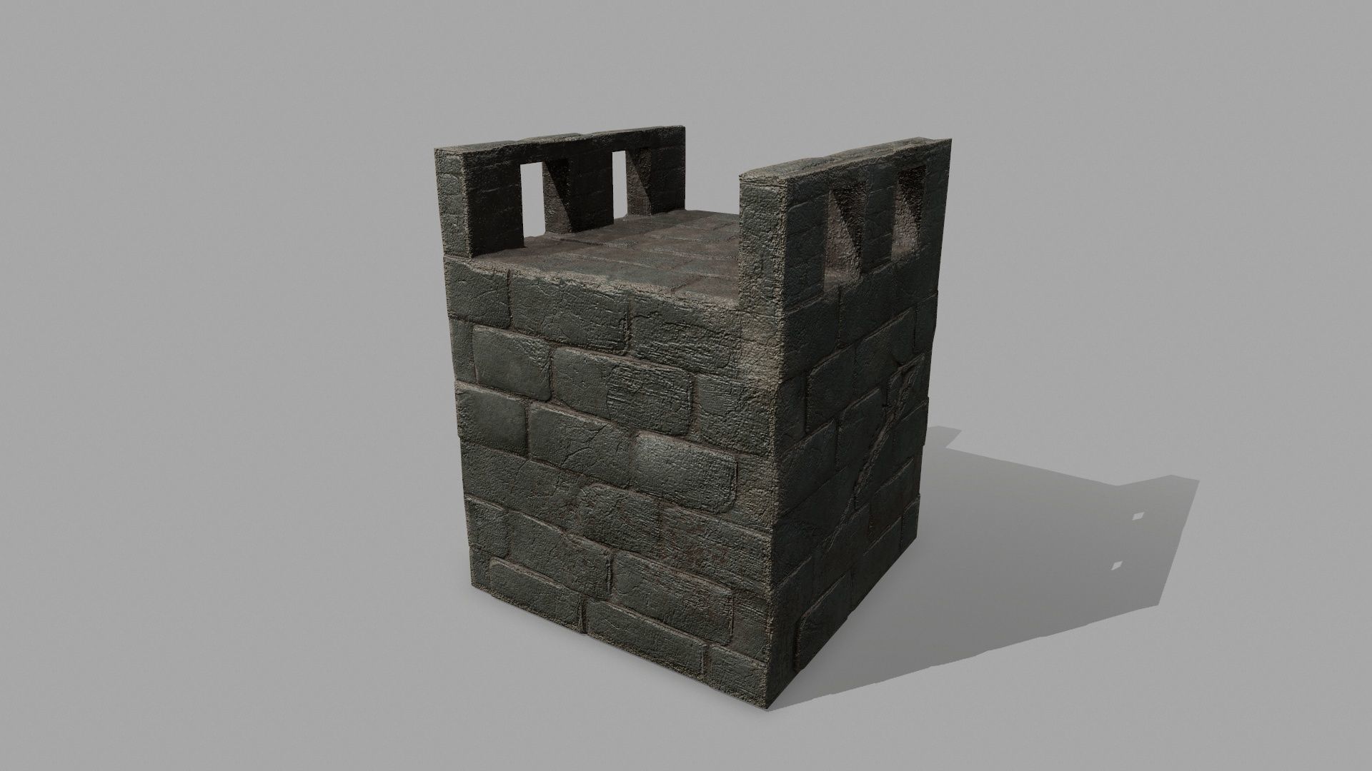 Stair Set block of stone Low-poly 3D model_20