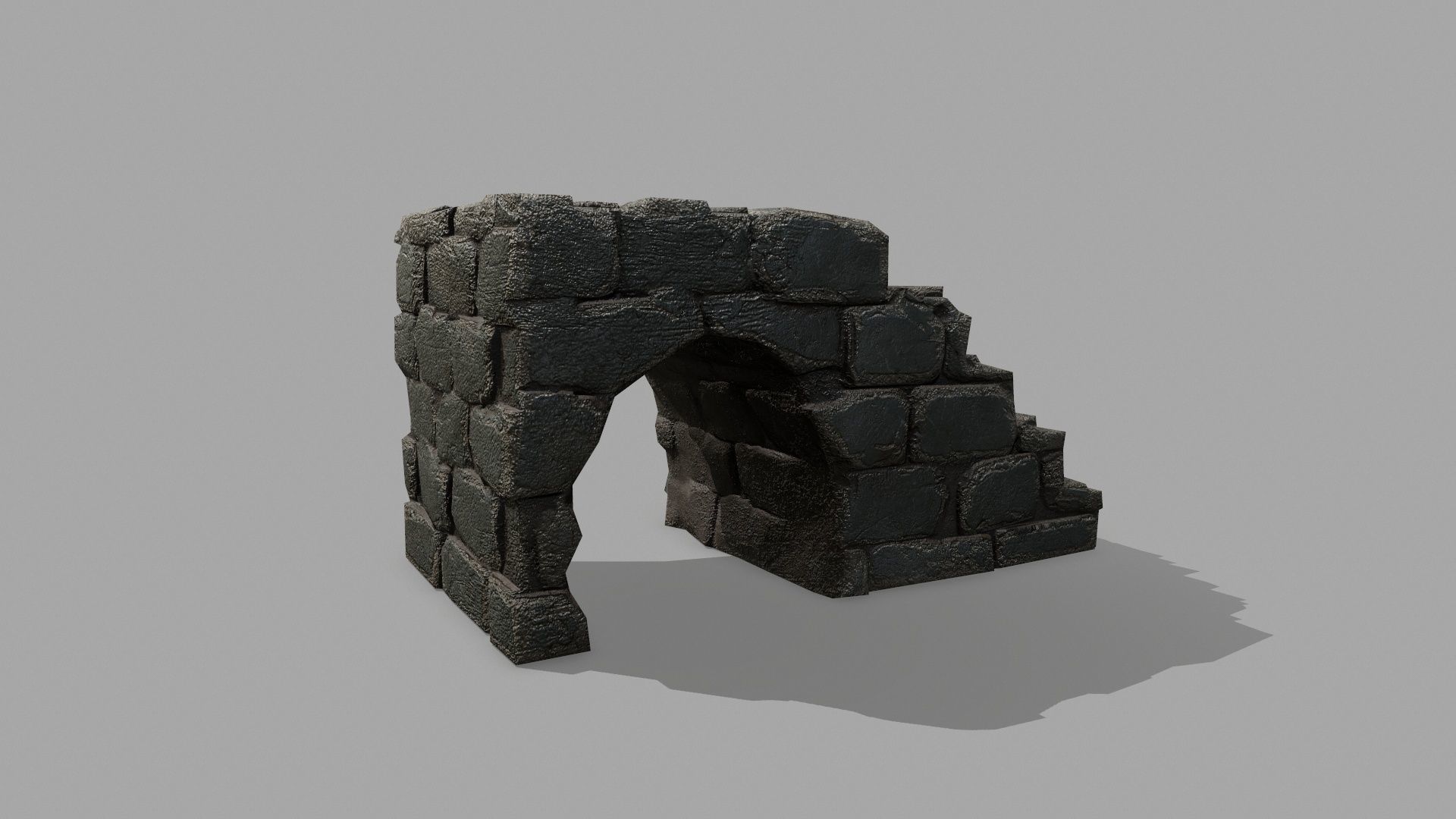 Stair Set block of stone Low-poly 3D model_11
