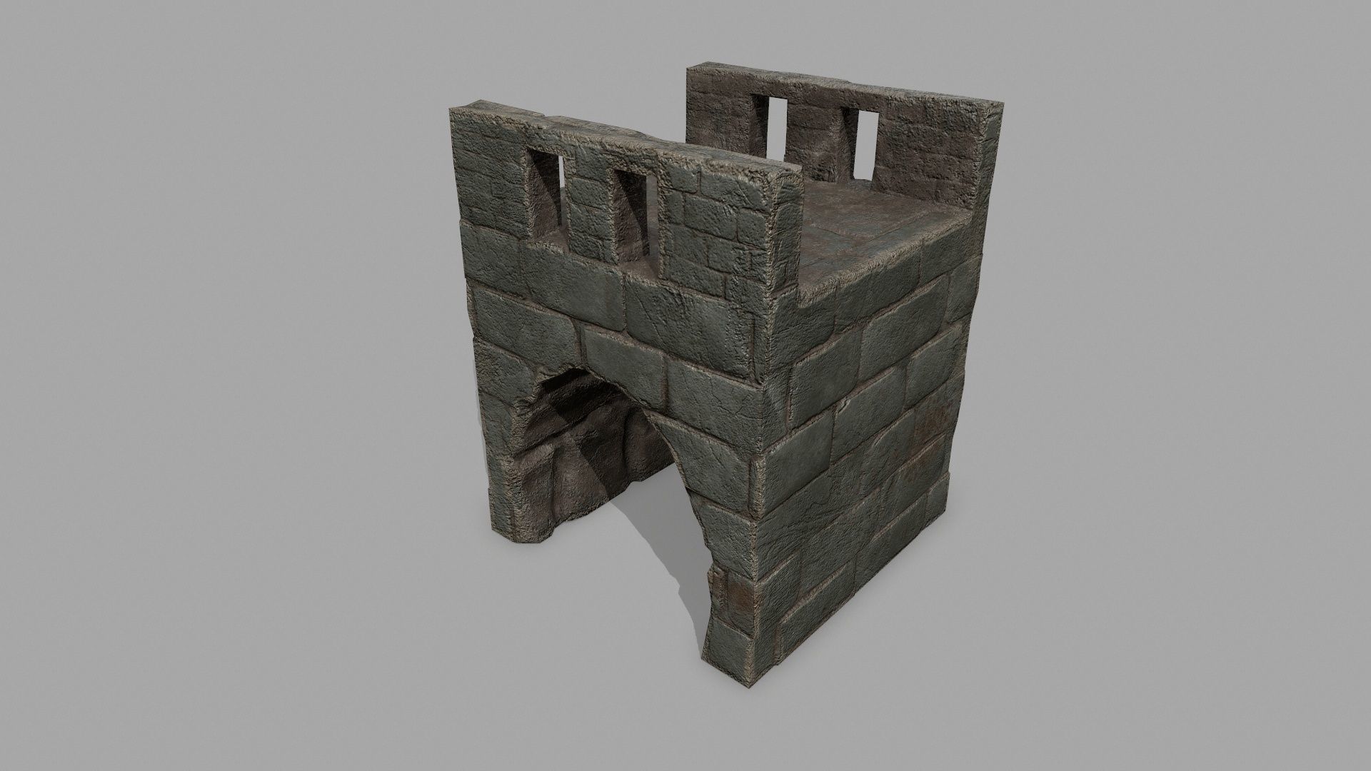 Stair Set block of stone Low-poly 3D model_14