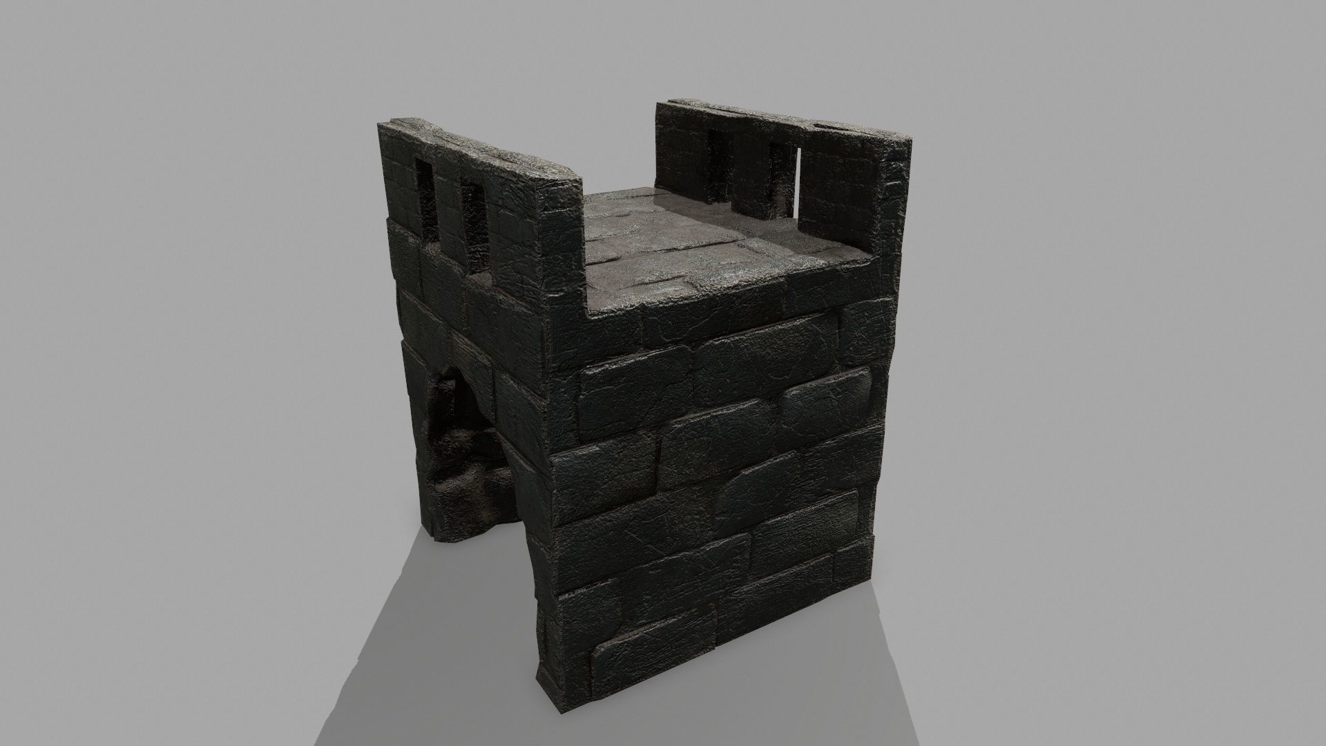 Stair Set block of stone Low-poly 3D model_16
