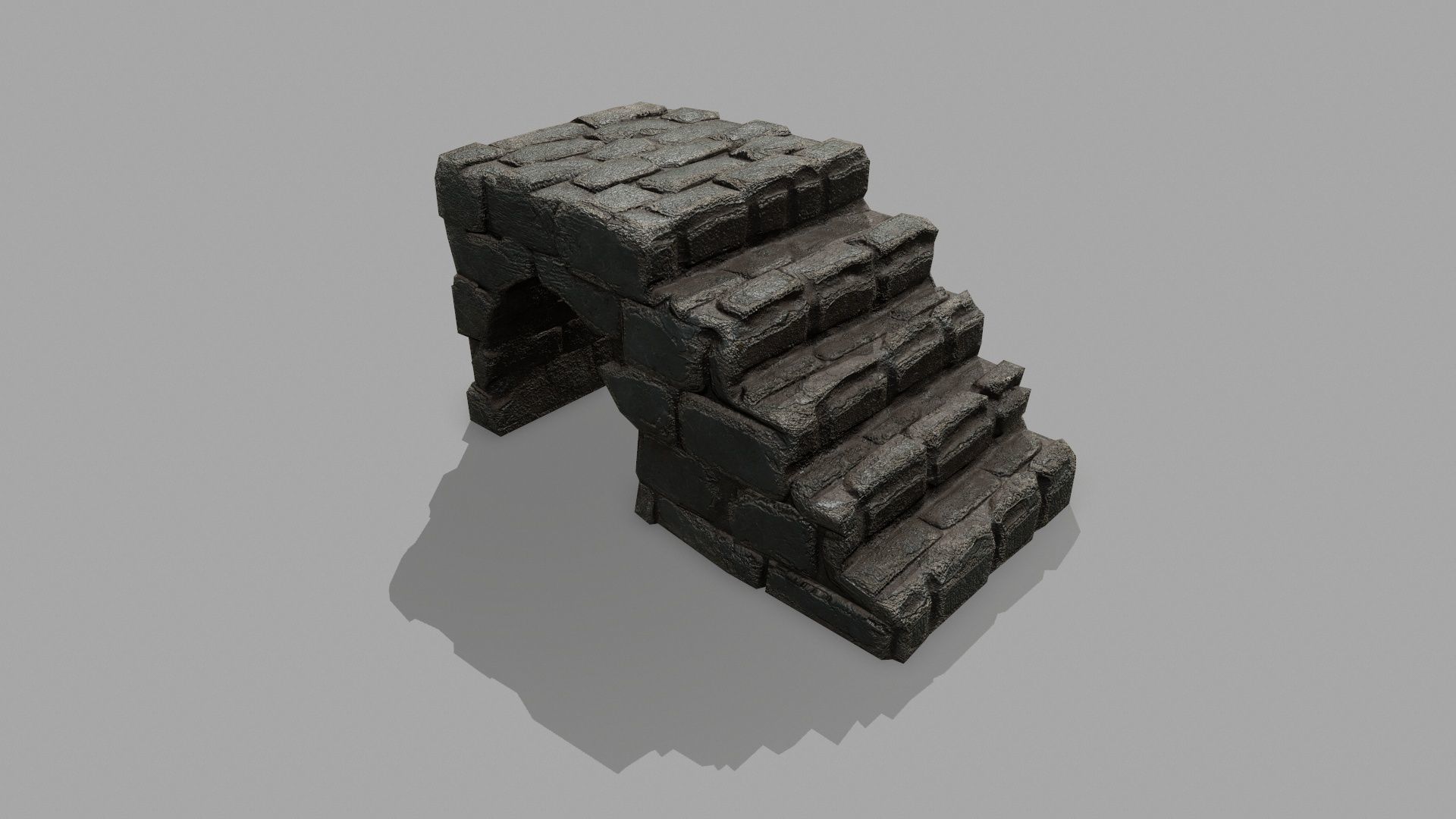 Stair Set block of stone Low-poly 3D model_10