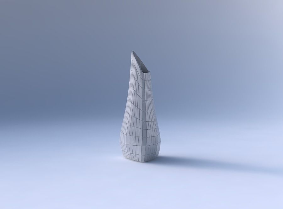Vase puffy tipped triangle with distorted grid plates 3D print model_4