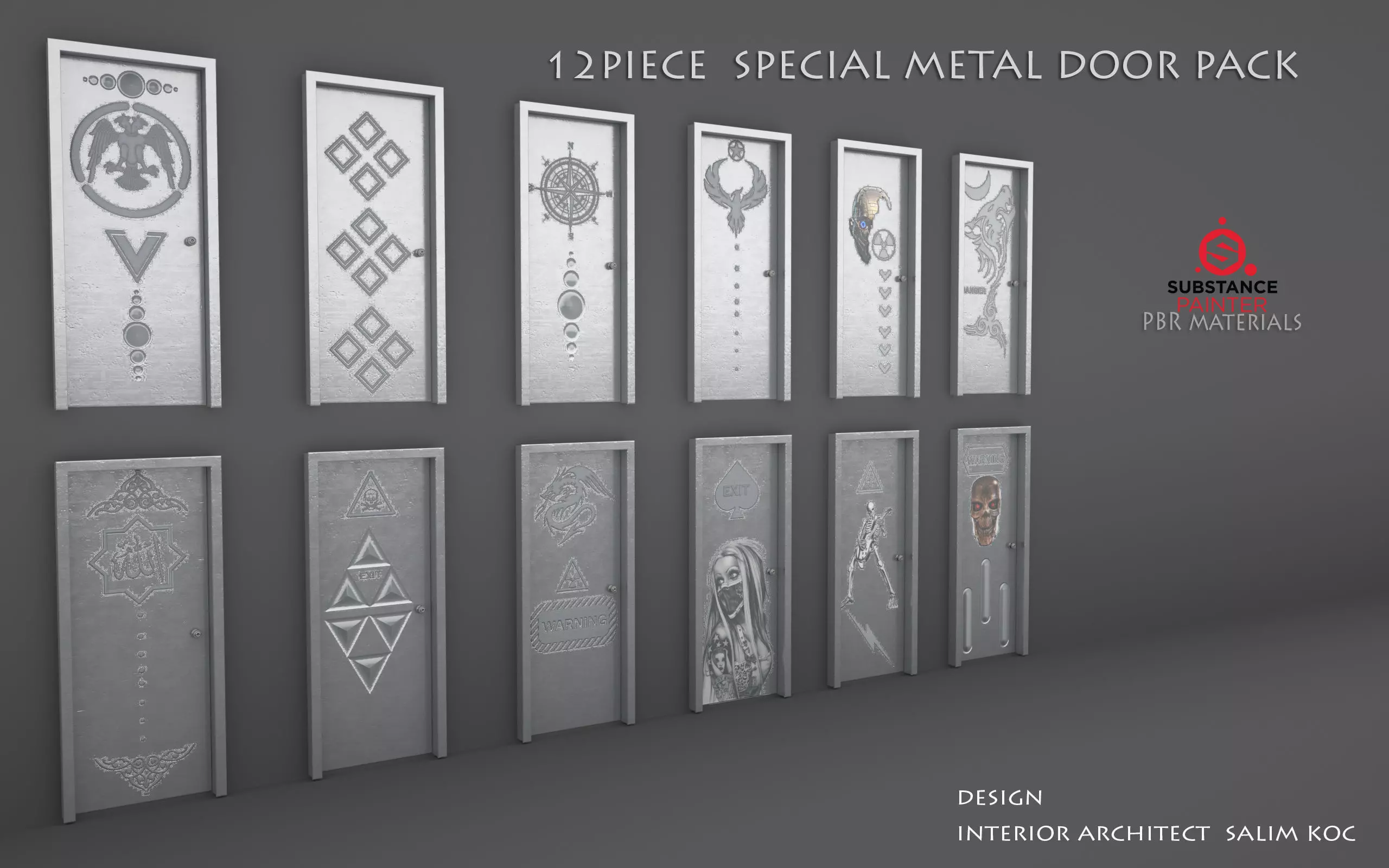  DOOR PACK 12 PIECE  Low-poly 3D model_0