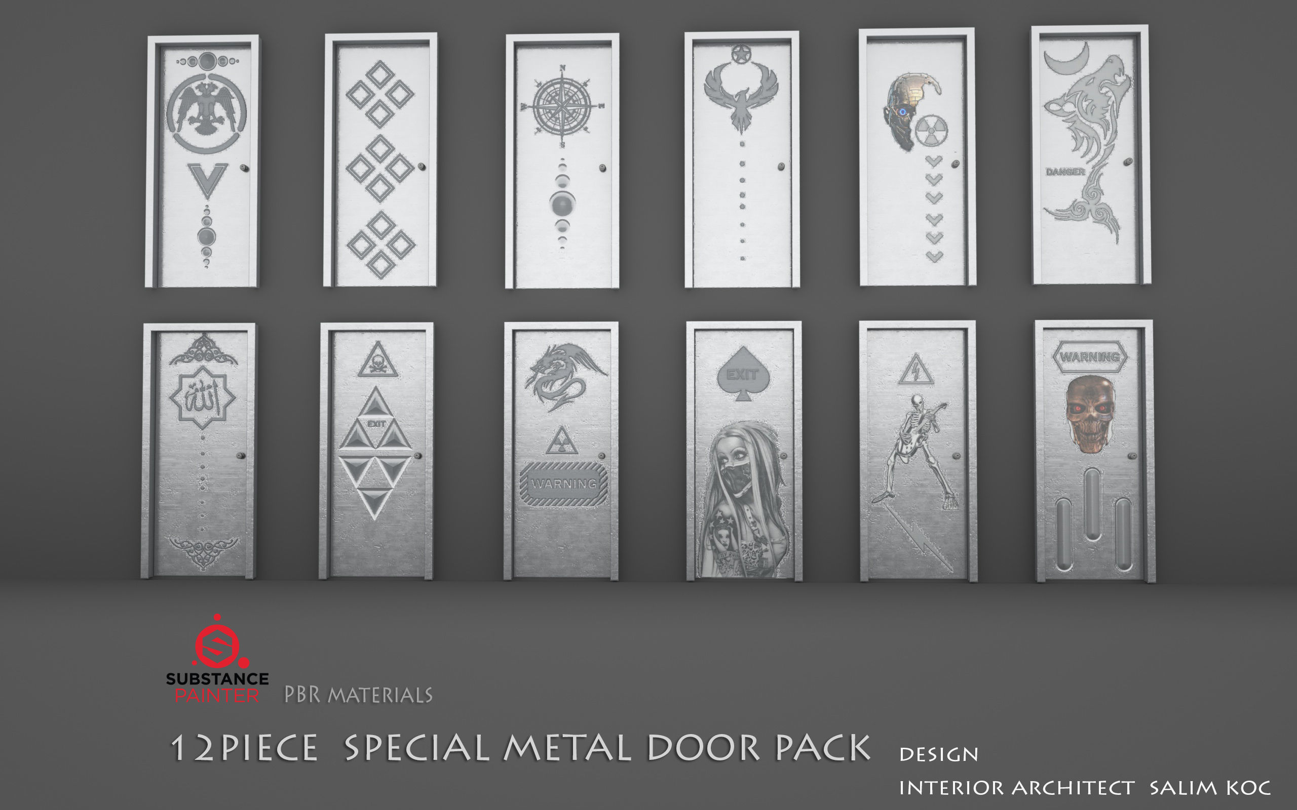  DOOR PACK 12 PIECE  Low-poly 3D model_7