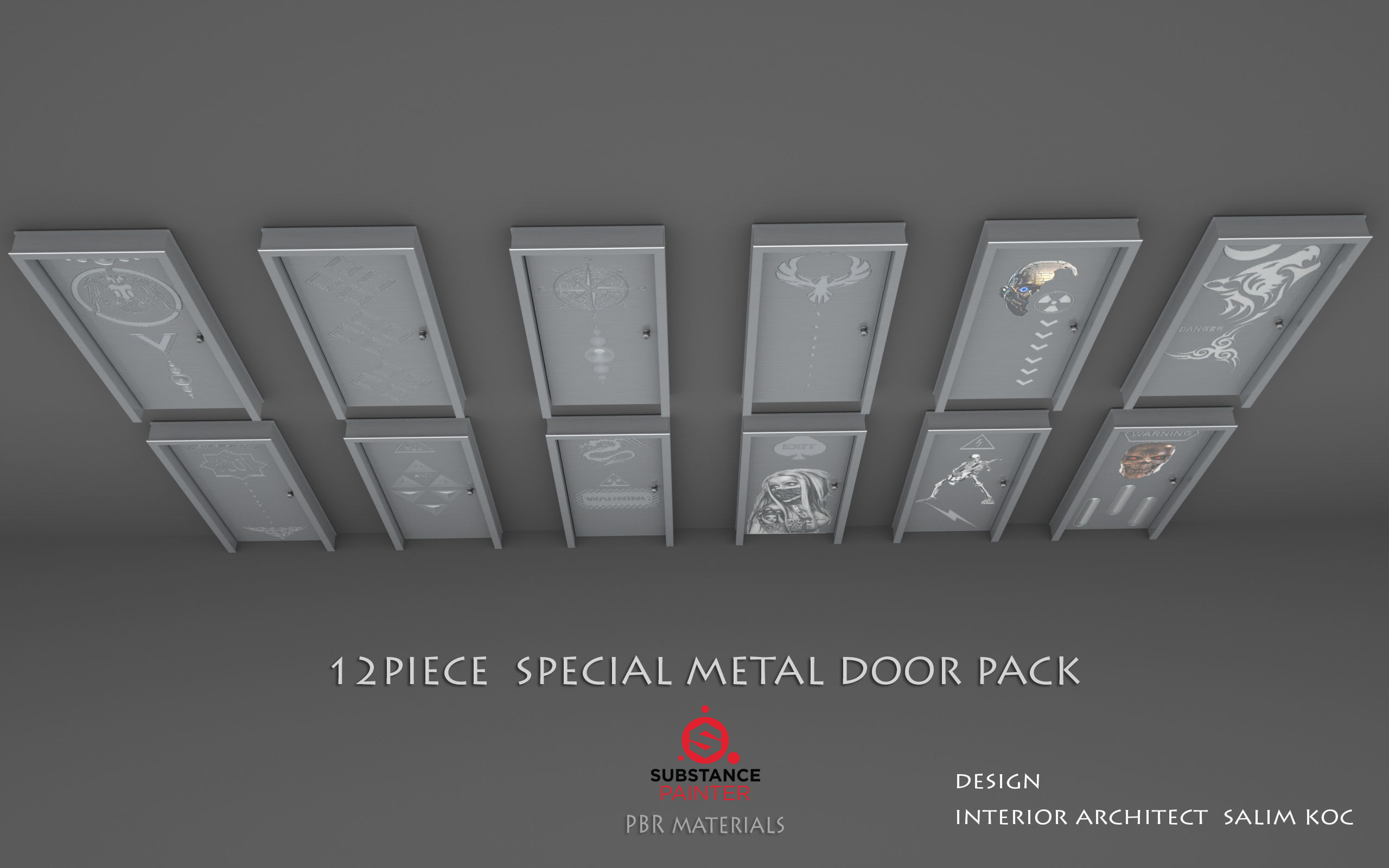  DOOR PACK 12 PIECE  Low-poly 3D model_3