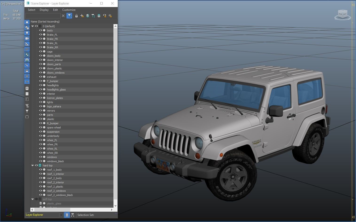 Jeep Wrangler 2010  Low-poly 3D model_36