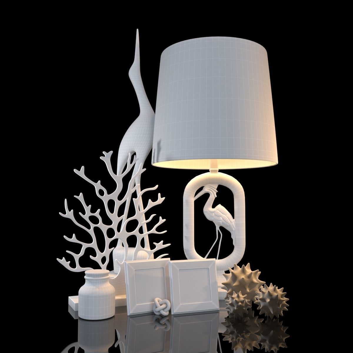 Coastal decor set 3D model_1