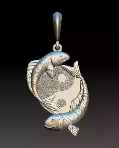 Ying and yang fish pendant