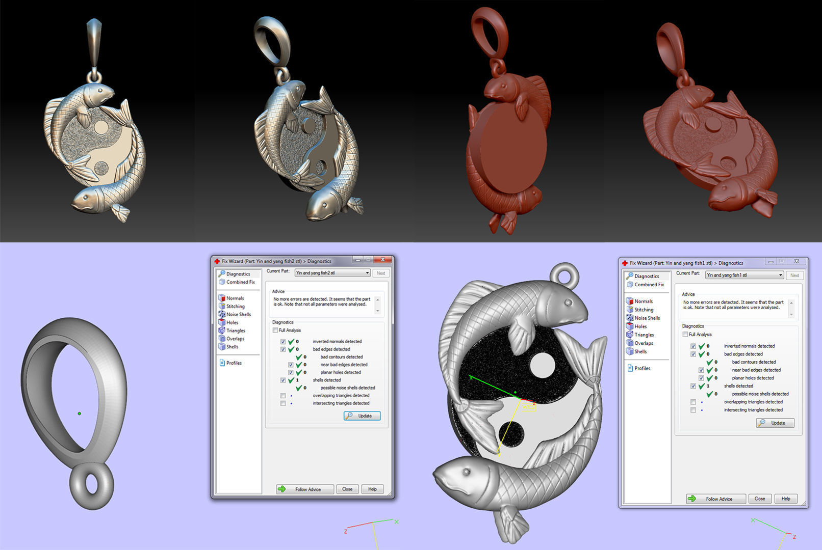 Ying and yang fish pendant 3D print model_4