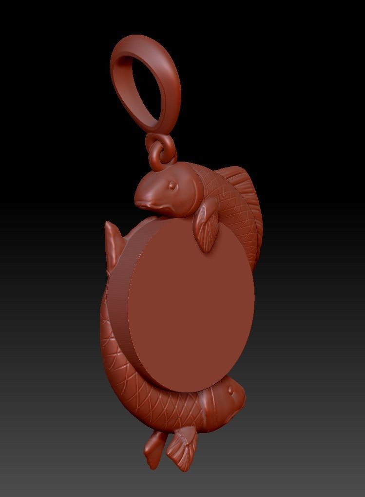 Ying and yang fish pendant 3D print model_2